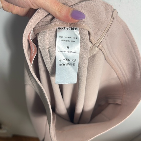 See By Chloe Wide Leg Pale Pink Seam Detail Culotte Pants Size 36 Quiet Luxury - Picture 9 of 13